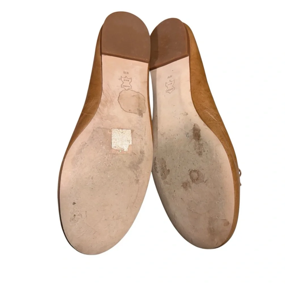 Tory Burch Camel Tan Leather Women's Tory‎ Charm Ballet Flats